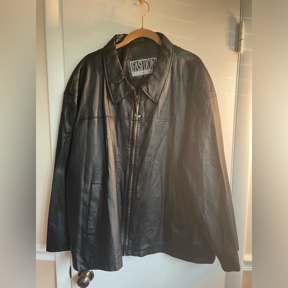 Fashion Element Black Leather Jacket very good condition size 2X - Picture 2 of 11